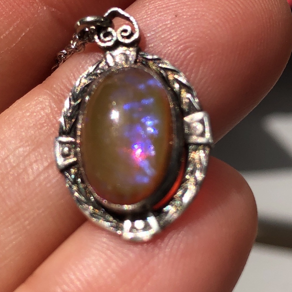 Necklace Dragons Breath Opal Pendant Sterling 925